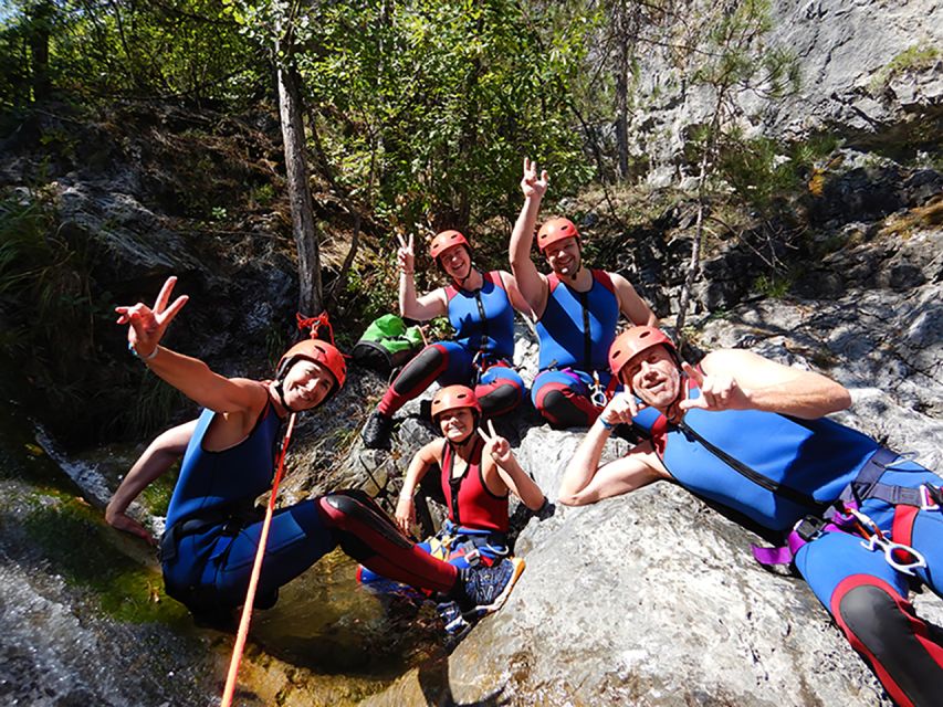 Olympus Canyoning Course: Entry to Intermediate - The beginner route: a 7-meter waterfall and natural slide