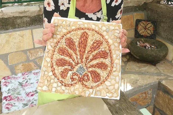 One day mosaic workshops in the Southern Peloponnese - Returning to the table for the final details