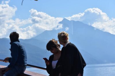 Ouranoupoli : Mount Athos & Banana beach - Meeting the boat beside Ouranoupoli’s Byzantine tower