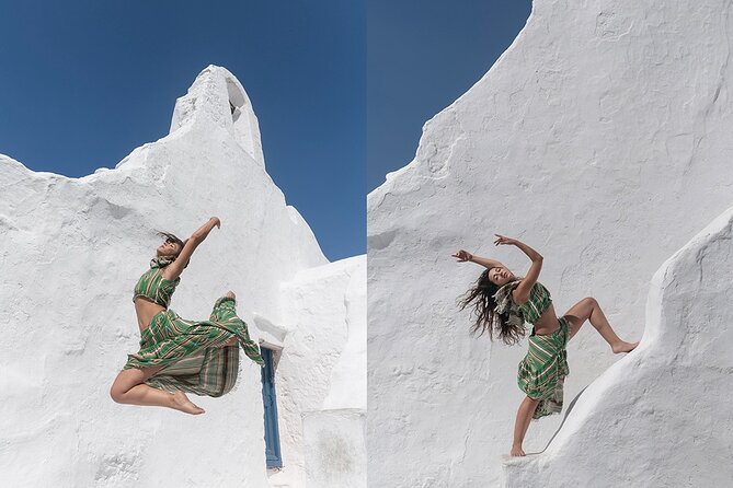 Photo shooting session in Mykonos town - Little Venice with the windmills in view
