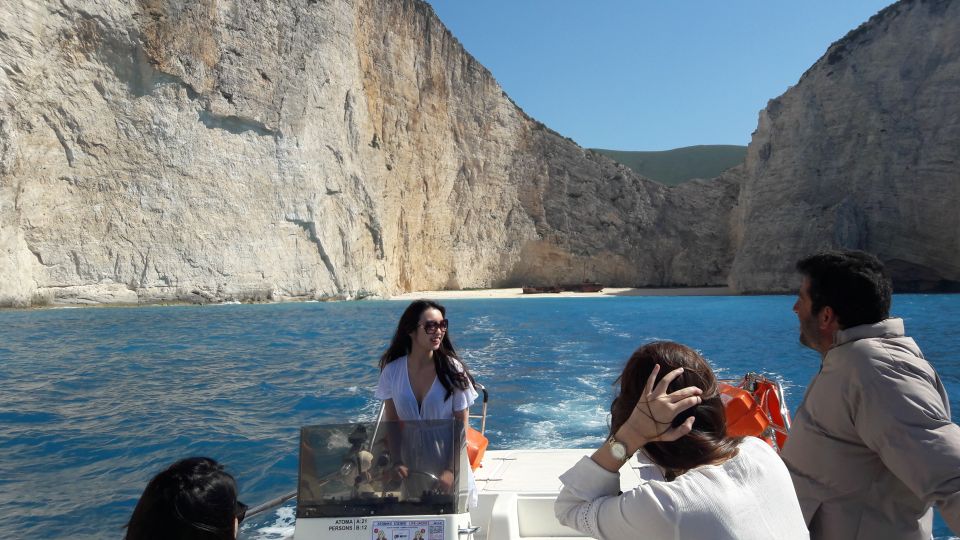 Porto Vromi: Navagio Beach & Blue Caves Private Boat Tour - The guides and the meeting point