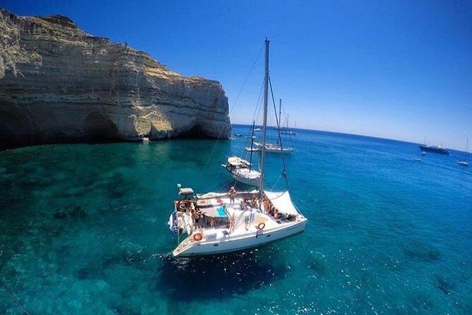 Private Catamaran Half Day Afternoon Cruise with Sunset: Kleftiko - Kalogries Beach at the end: a calmer swim before sunset light fades