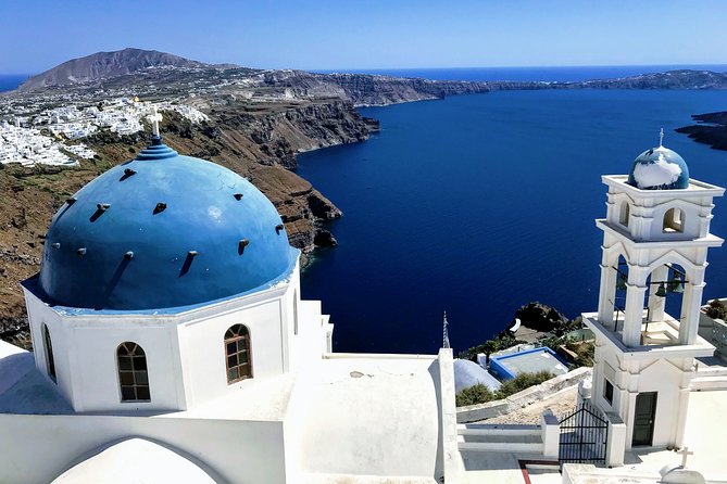 Private Santorini Shore Excursions Trip & Highlights - Firostefani and the blue dome photograph