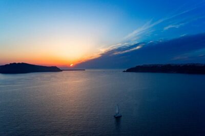 Private Sunset Cruise with Dinner and Drinks! - Sailing toward Santorini’s volcano