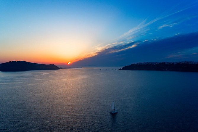 Private Sunset Cruise with Dinner and Drinks! - Sailing toward Santorini’s volcano