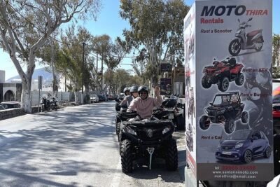 Rent an ATV Santorini - Picking up the ATV in Thira