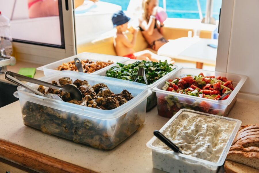 Rhodes: All-Inclusive Catamaran Cruise with Lunch and Drinks - Ladiko Bay: clear water, calmer vibe, easy snorkeling