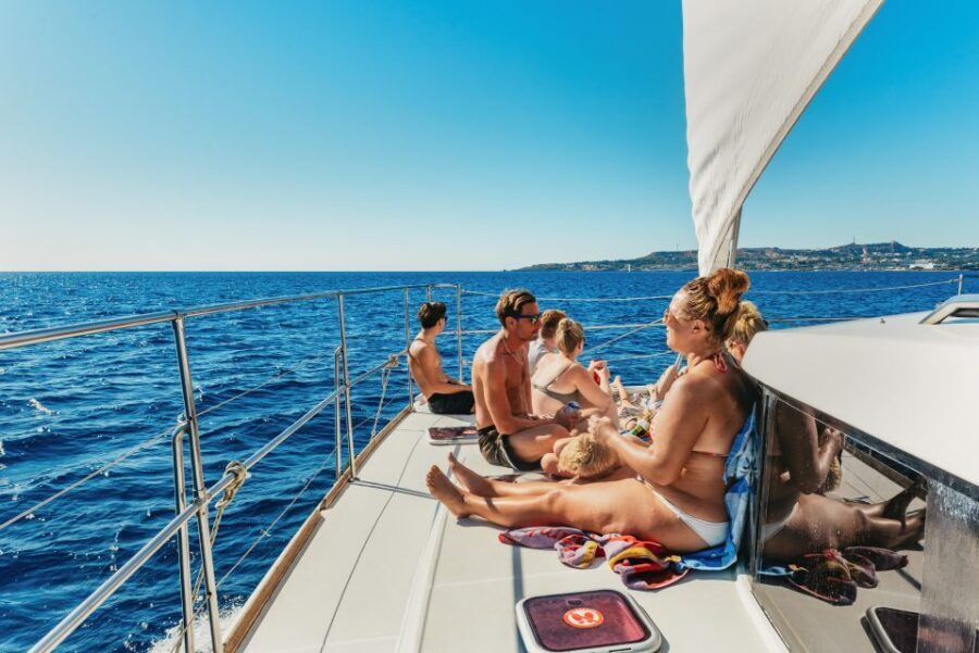 Rhodes: All-Inclusive Catamaran Cruise with Lunch and Drinks - Afandou Caves on the power catamaran: what you gain