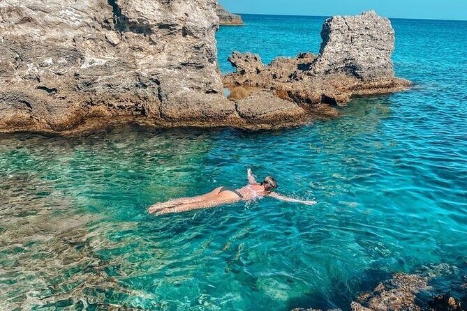 Rhodes Bay to Bay Swim Cruise-Greek Buffet w/wine included - How the bay-to-bay cruise starts in Mandraki Old Port