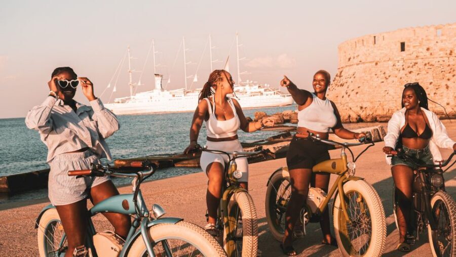 Rhodes: eBike Highlights Tour w/ Personal Photographer - New Town riding and the sea-air payoff