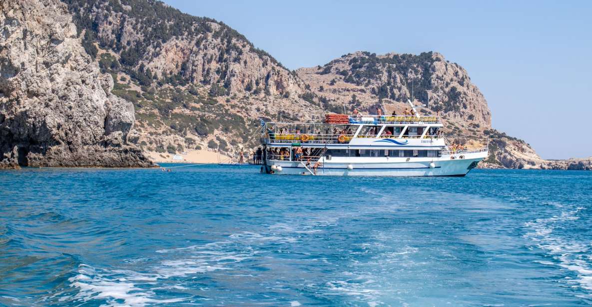 Rhodes: Full Day East Coast Bay to Bay Boat Trip with Lunch - The first hour at sea and the view back to Rhodes