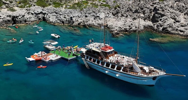 Rhodes: Gulet Trip with Food, Drinks, SUP, Kayak & Swimming - Anthony Quinn Bay: emerald water, snorkeling, and a real photo moment