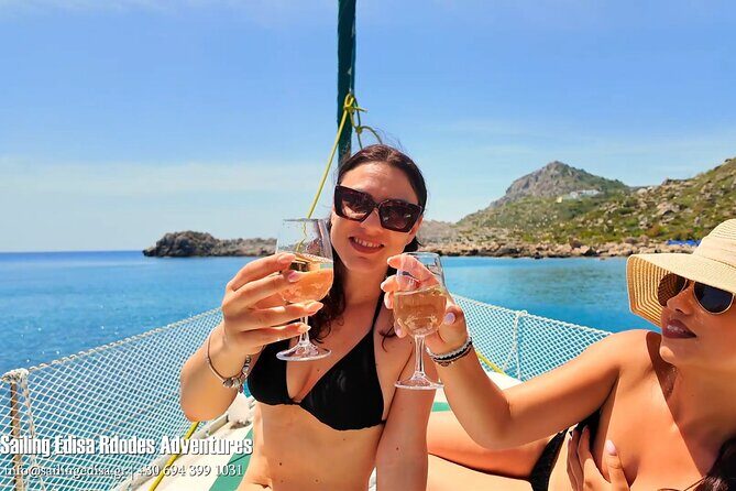 Rhodes Private Luxury Day Cruise MediterAsian Cocktails Champagne - Stop 2: Ladiko Beach with the MediterrAsian lunch and signature cocktails