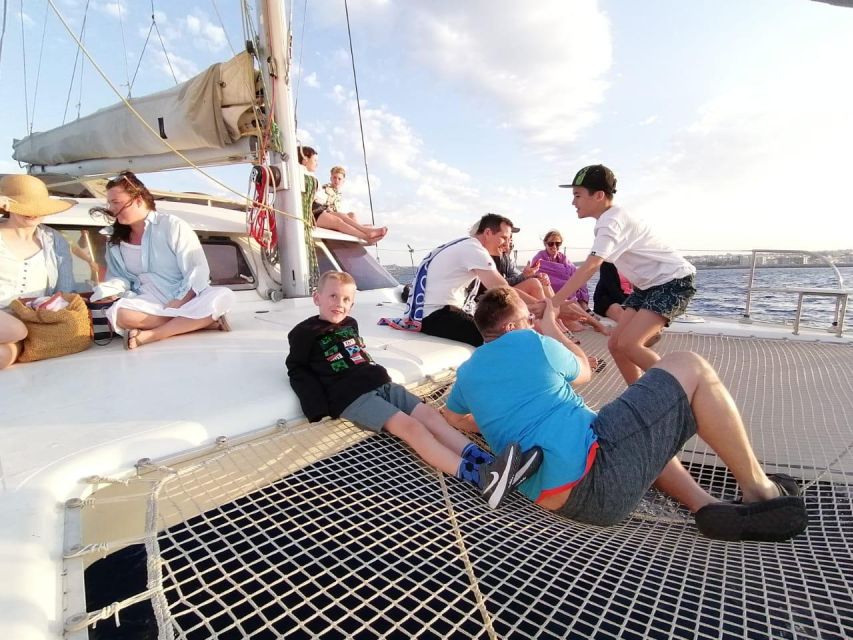 Rhodes: Sailing Catamaran Day Cruise with food and drinks - Swimming at Kallithea Springs