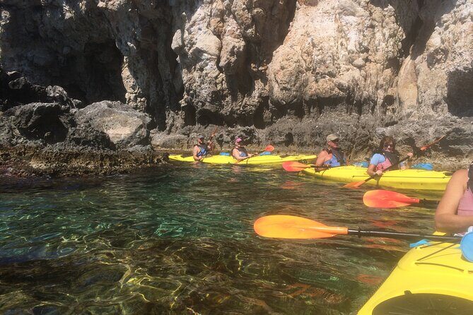 Rhodes Sea Kayaking Adventure small groups incl.Transfer & snack - Feraklos / Charaki castle area: caves, paddling close to rock, and a beach picnic
