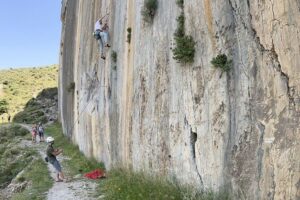 Rock Climbing on Crete with a Guide at Rethymnon, Plakias beach - George runs the day with a safety-first rhythm