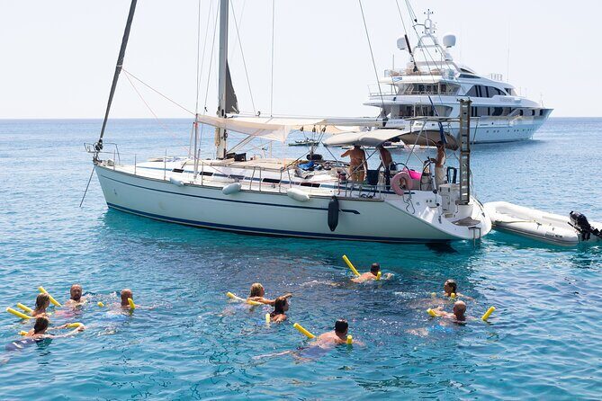 Sailing Boat Small Group Kleftiko and Sikia Cave West of Milos - Adamas finish: Agios Dimitrios chapel swim and bell moment