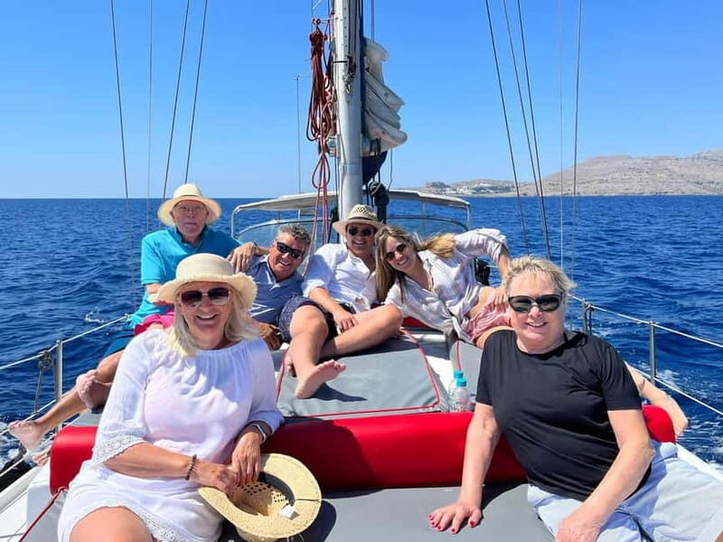 Sailing tour around Lindos with food and drinks - Red Sand and Agathi Caves: Your First Snorkel Stops