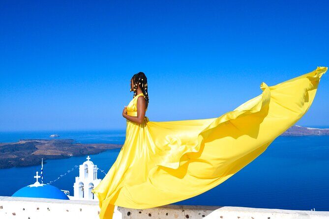 Santorini 2h Private Flying Dress Photoshoot with Transportation - Imerovigli stop: cleaner angles for a polished gallery