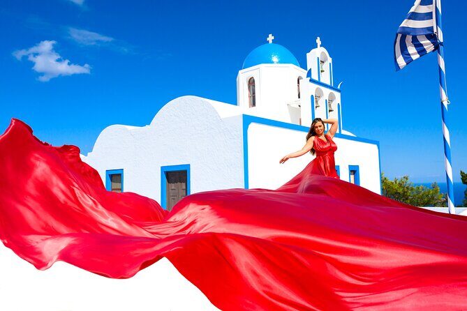 Santorini 2h Private Flying Dress Photoshoot with Transportation - Price and value: what $503.90 covers (and why it can be fair)
