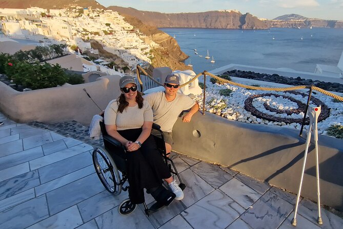 Santorini: 4hr Wheelchair Private Accessible Tour - Kamari Beach brings volcanic sand and open air