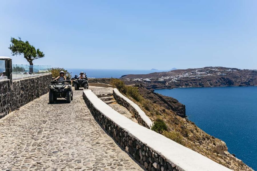 Santorini: ATV Quad Bike Tour with Lunch and Pickup - Emporio windmills and caldera views: the classic Santorini look, reached the fun way