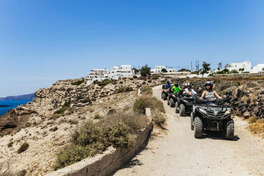 Santorini: ATV Quad Bike Tour with Lunch and Pickup - Lunch with local products: ouzo-raki or wine, plus a lot of food