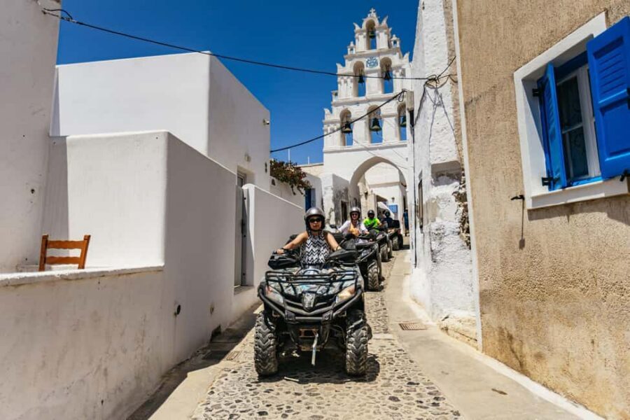 Santorini: ATV Quad Bike Tour with Lunch and Pickup - The 3-hour flow: pickup, training, stops, then a proper Greek lunch