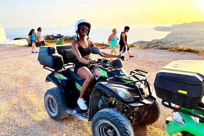 Santorini ATV-Quad Experience: Off-Road Adventure & Hotel Pickup - Stop 1: Perissa Black Sand Beach to start the throttle