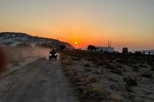 Santorini ATV-Quad Off-road Experience Tour with Transportation - Stop 1: Perissa Black Sand Beach and the Ancient Road Intro