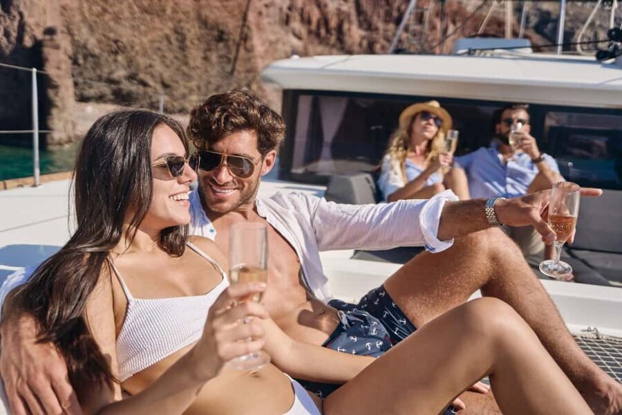 Santorini: Caldera Luxury Catamaran Cruise w/ Meal & Drinks - Red Beach and White Beach: The Stops That Look Like Movie Sets