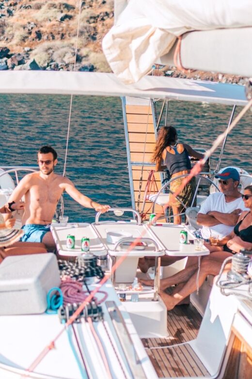 Santorini Caldera: Morning Sailing Cruise with Meal - The Indian rock formation and the scenic sailing between stops