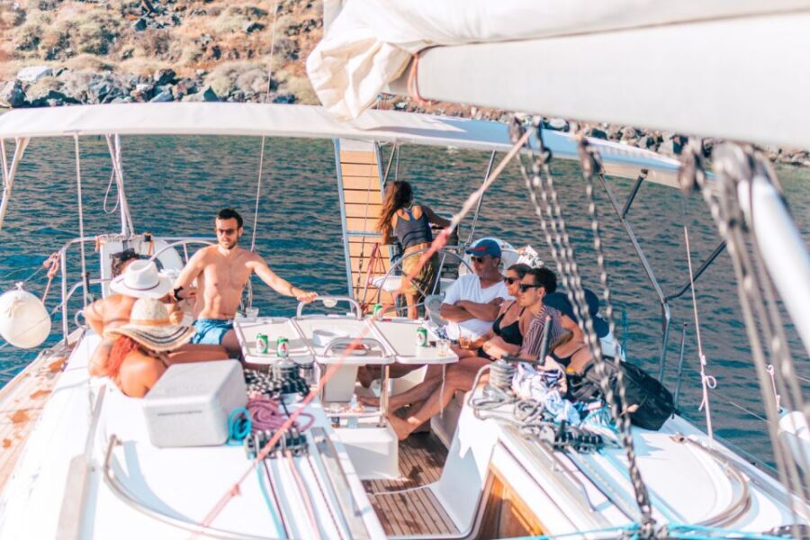 Santorini Caldera: Morning Sailing Cruise with Meal - Mesa Pigadia: where the swim time feels worth it