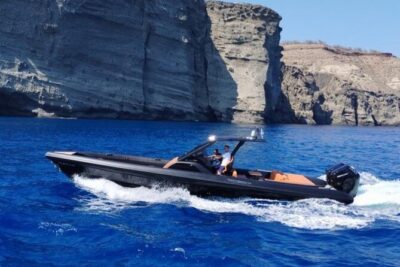 Santorini Caldera: Private Cruise with Speed Boat & Open Bar - Red Beach, Santorini’s red-rock calling card