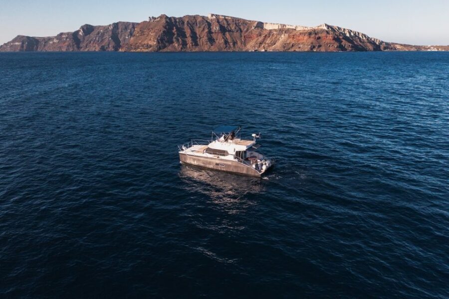 Santorini: Caldera Private Power Catamaran Cruise - BBQ, Greek mezedes, and the open bar that keeps the mood light