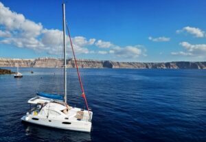 Santorini: Catamaran Cruise with Greek BBQ and Drinks - The 5-hour flow: from Vlychada Marina out into the caldera