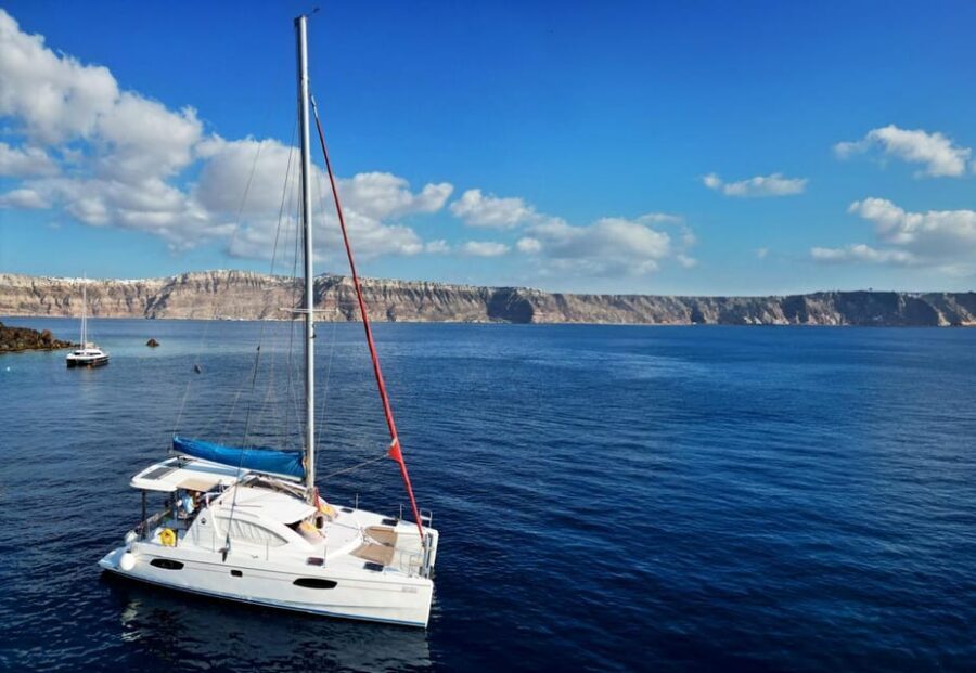 Santorini: Catamaran Cruise with Greek BBQ and Drinks - The 5-hour flow: from Vlychada Marina out into the caldera