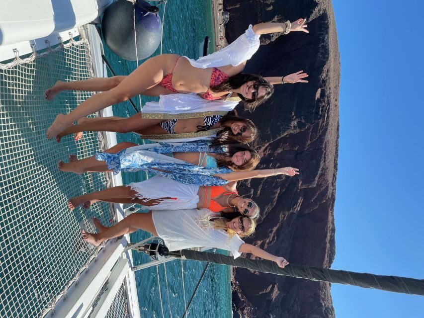 Santorini: Catamaran Cruise with Meal & Open Bar - Caldera Cruising Past White Beach and the Venetian Lighthouse