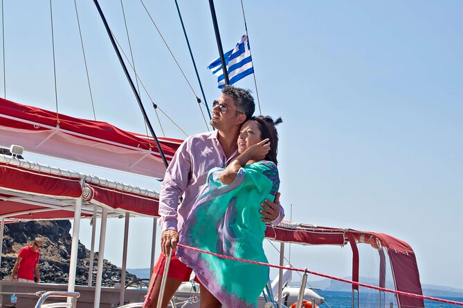 Santorini Cruise on Catamaran with BBQ & Open Bar - White Beach and the Greek BBQ lunch