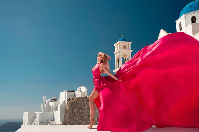 Santorini Flying Dress Experience - Why Imerovigli works so well for a flying dress