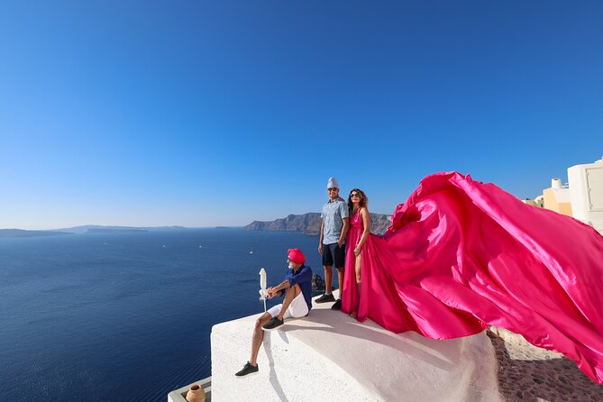 Santorini Flying Dress Photography - The photos are edited, and a short video is included