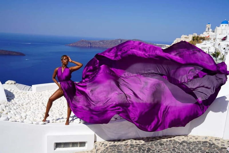 Santorini: Flying Dress Photoshoot Private Entry to Blue Dom - Why A Flying Dress Works So Well In Santorini