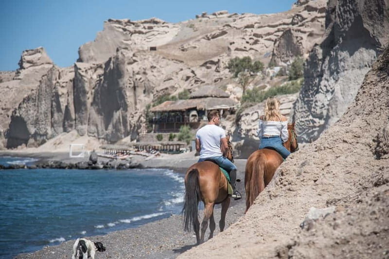 Santorini: Horse Riding Trip to Black Sandy Beach - Black Sand Santorini, Best Viewed From the Saddle
