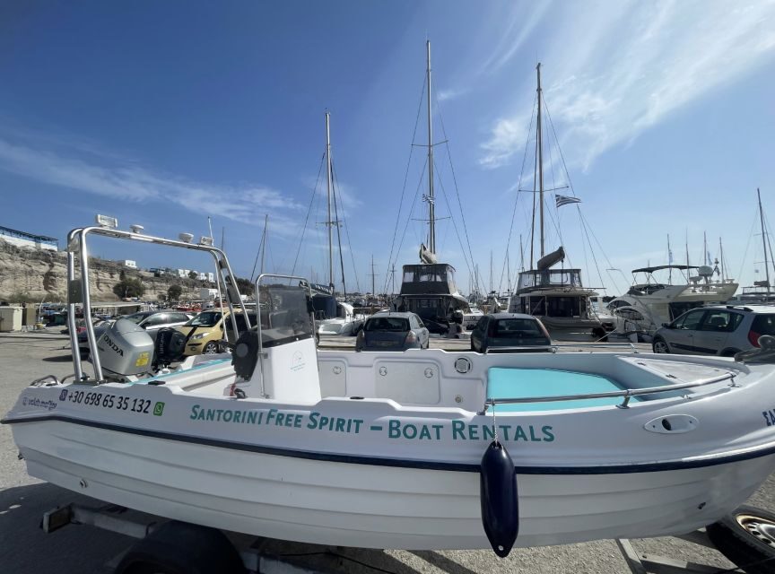 Santorini: License-Free Boat Rental with Snorkeling Gear - The sea crate spot and the hot springs swim