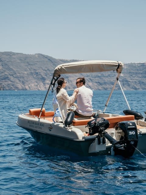 Santorini: License Free, Luxurious Small Boat Rental - Thirassia Hop-On Stop: Lunch, Free Time, and a Different Pace