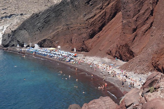 Santorini local private tour for small group - Red Beach: volcanic rock in a short visit