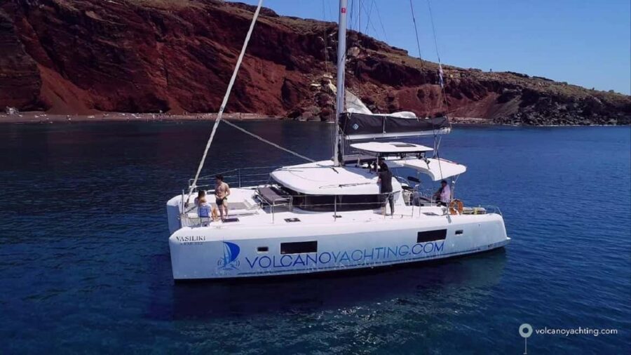 Santorini: Luxury Caldera Cruise With Meal & Drinks - Red Beach and White Beach: the southern coast’s best kind of weird