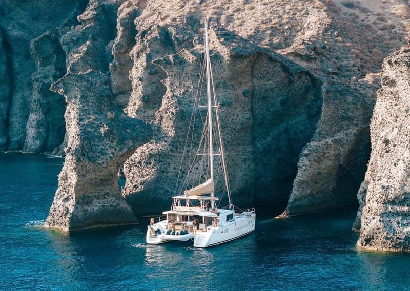Santorini: Luxury Catamaran Cruise with Lunch, BBQ & Drinks - Mesa Pigadia: the swim stop that actually gives you time in the water