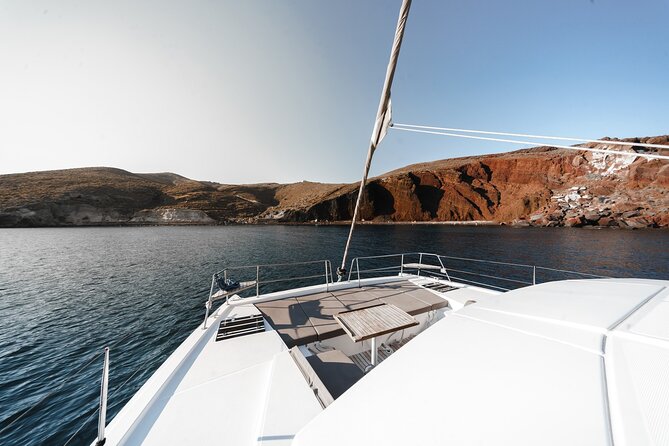 Santorini Luxury Catamaran Private Cruise - Starting at Vlichada with pickup included