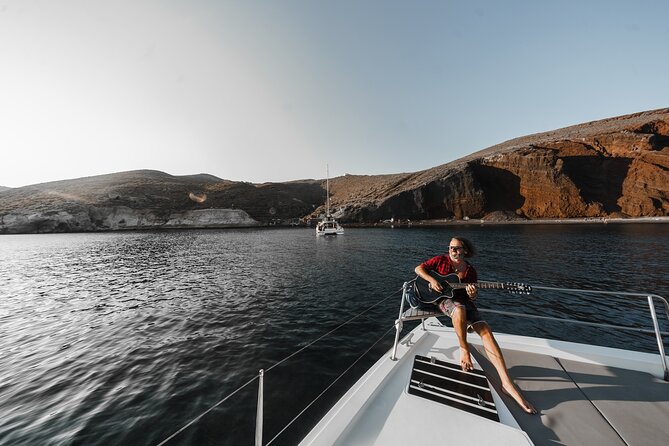 Santorini Luxury Catamaran Private Cruise - Mesa Pigadia for swimming and snorkeling